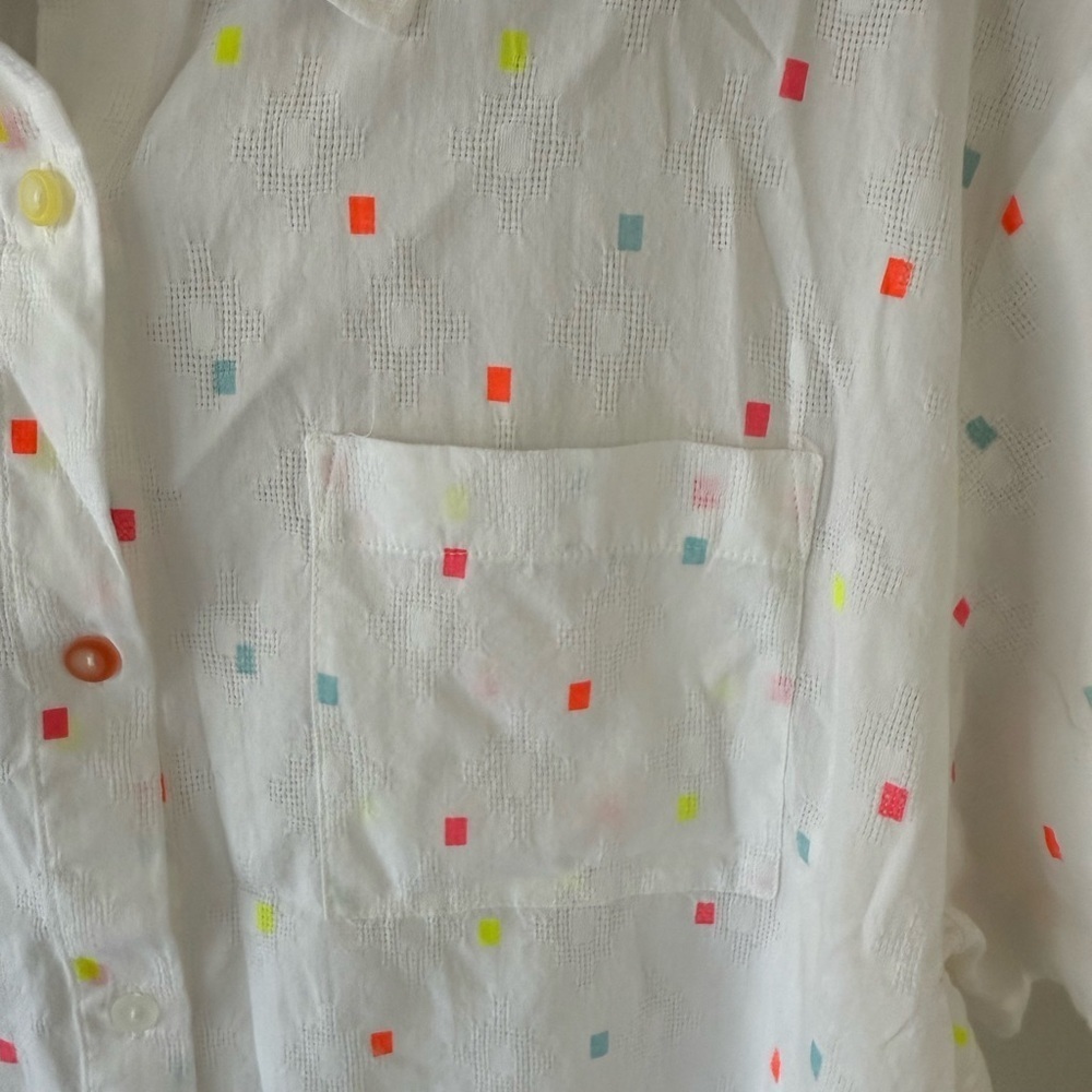 Women's New Wave Button Down Shirt with Colorful Accents - Picture 5 of 7